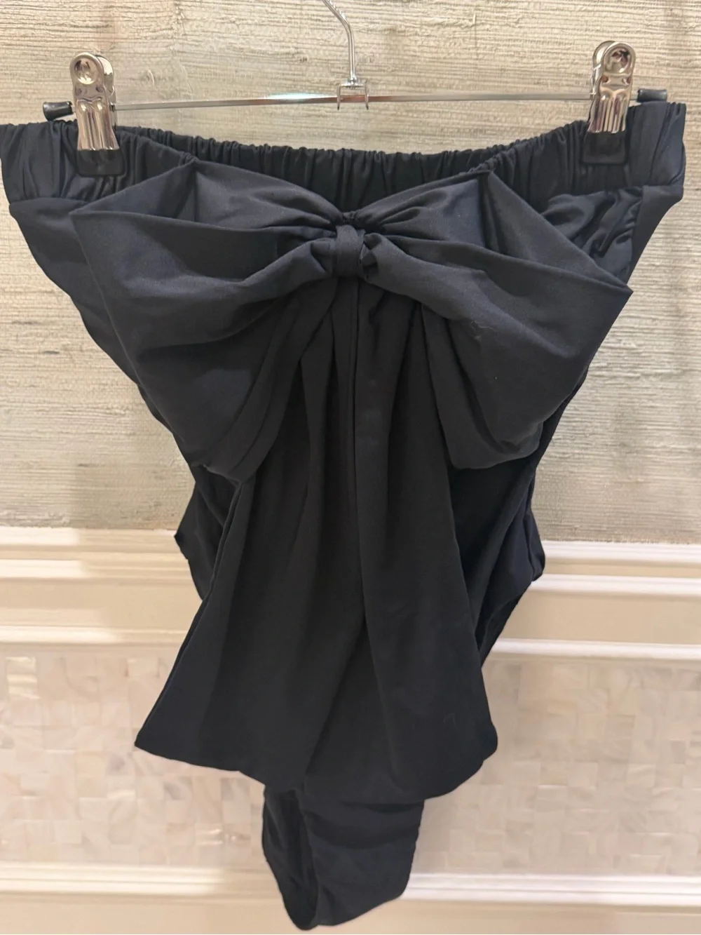 New small Anthropologie celandine Suzanna Strapless Bow One-Piece Swimsuit black